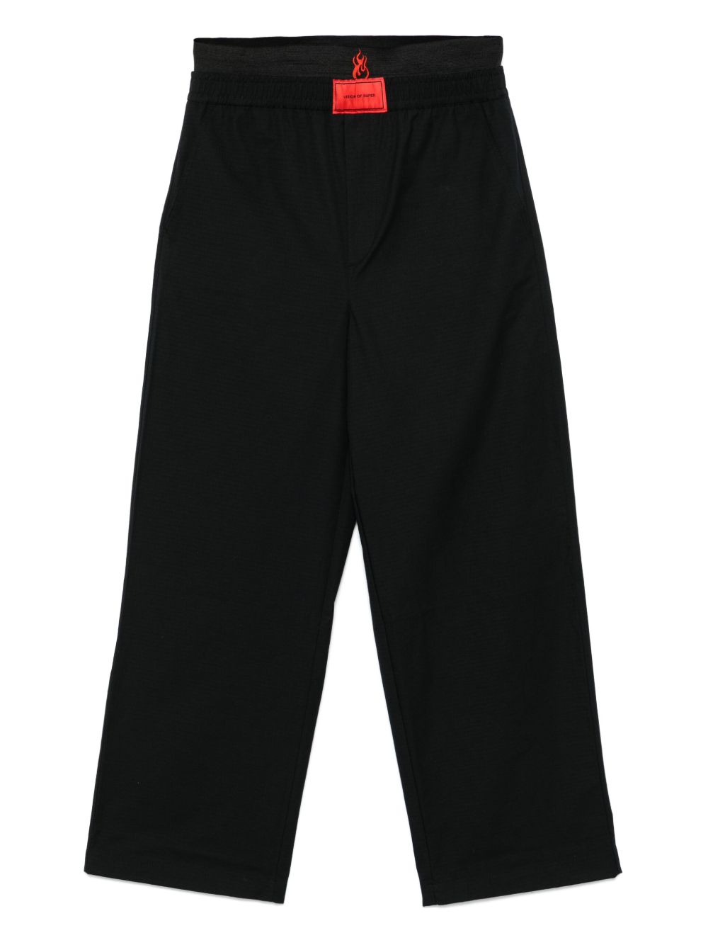 embroidered-flames trousers