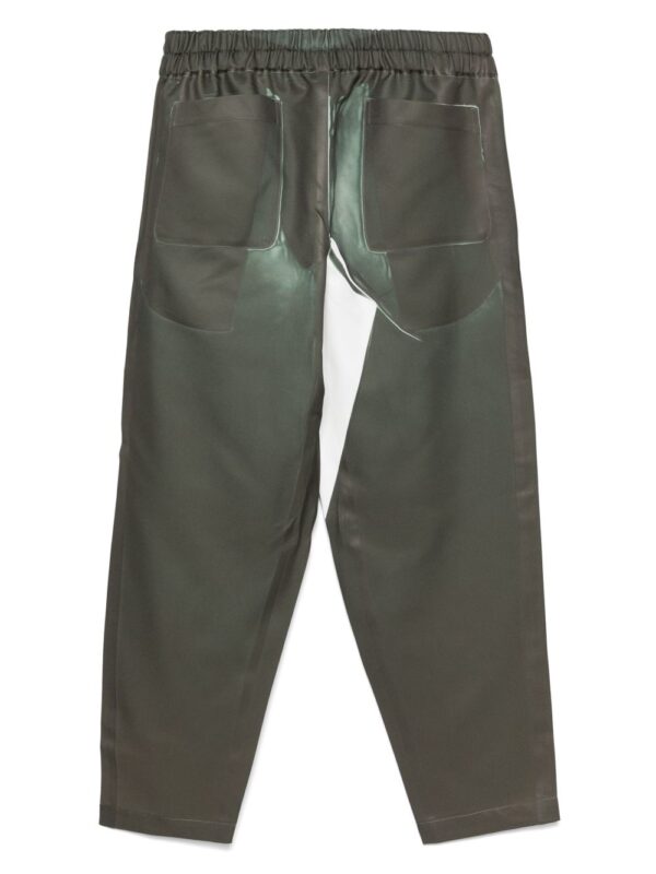 denim-print trousers