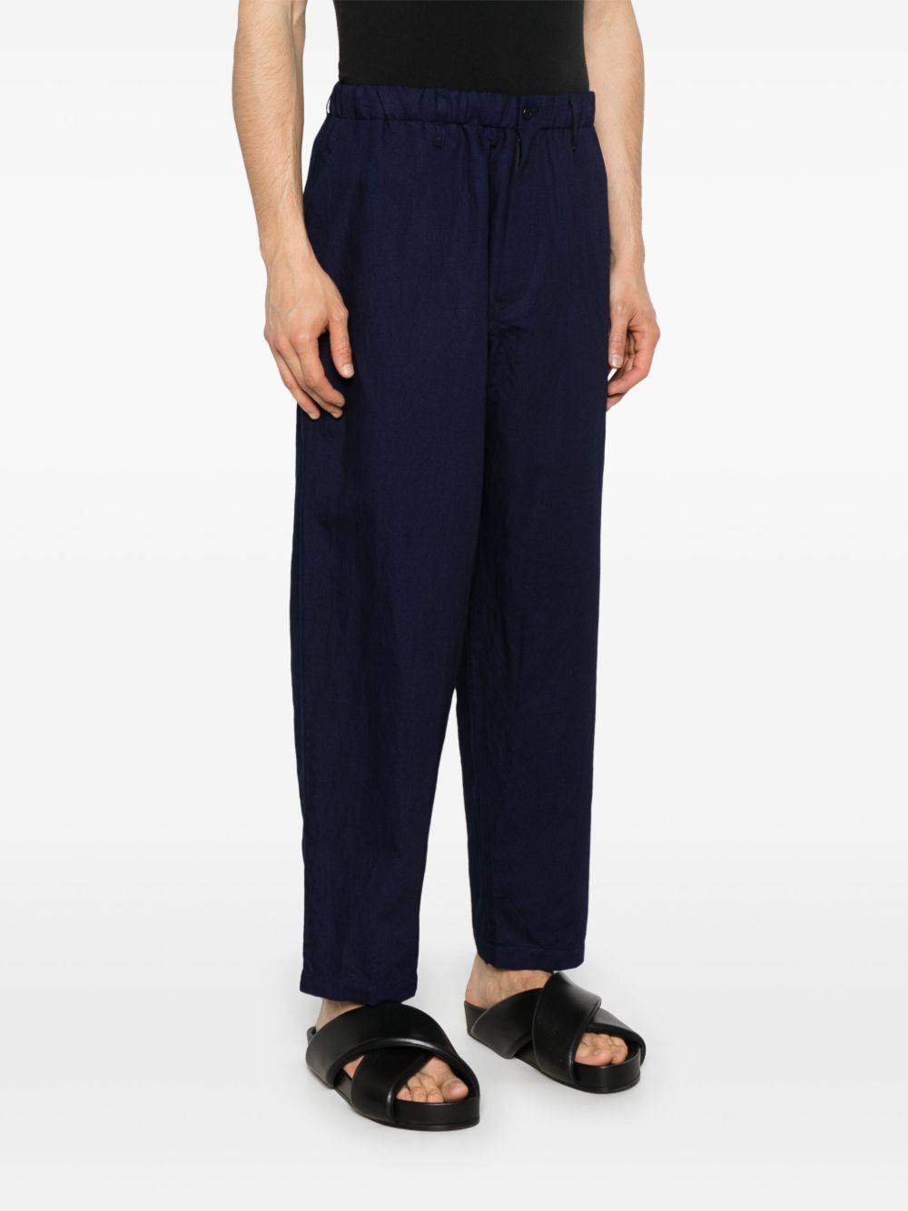 slub-texture trousers