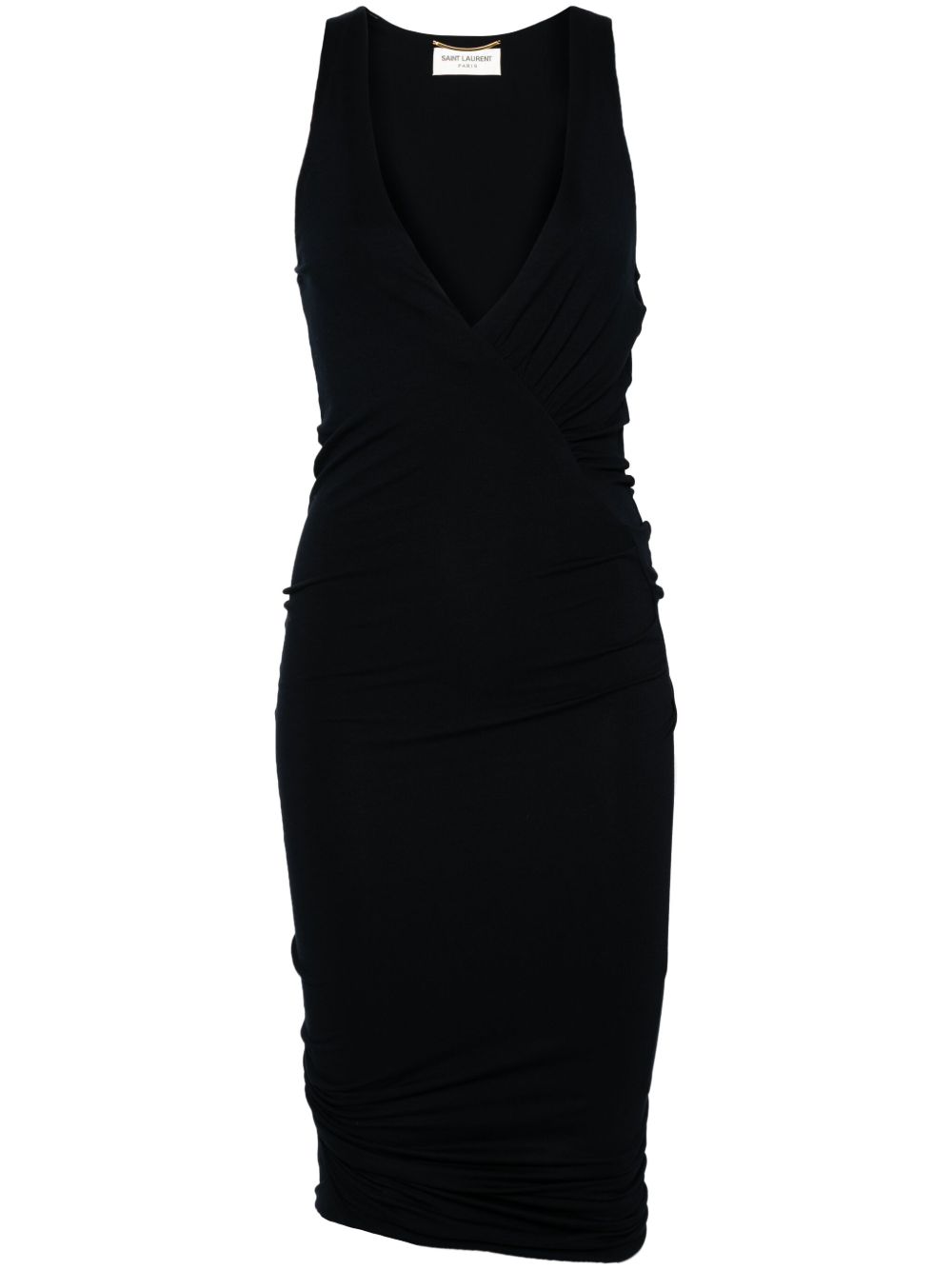 ruched V-neck mini dress